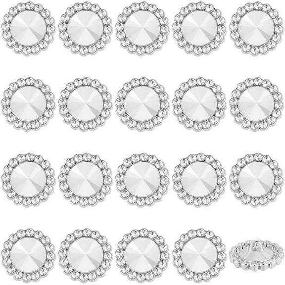 20Pcs Alloy Rhinestone Shank Buttons 1-Hole Flower Crystal 20x10.5mm Hole: 1.6mm