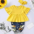 thumbnail image 3 of Bwdbhd Girl Outfit Baby Girl Fall Clothes Daddys Girl Short Sleeve Crewneck Sweatshirt+Joggers Pants Summer Outfit Set 3PCS C,12-18 Months, 3 of 5