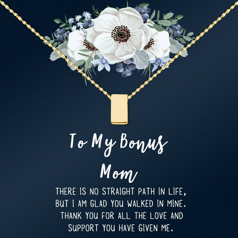 Bonus Mom Gift for Stepmom, Step Mother Gift for Stepmom Necklace, Stepmom Wedding Gift from Bride, Christmas Gifts, Mother's Day Gift Two Toned Box