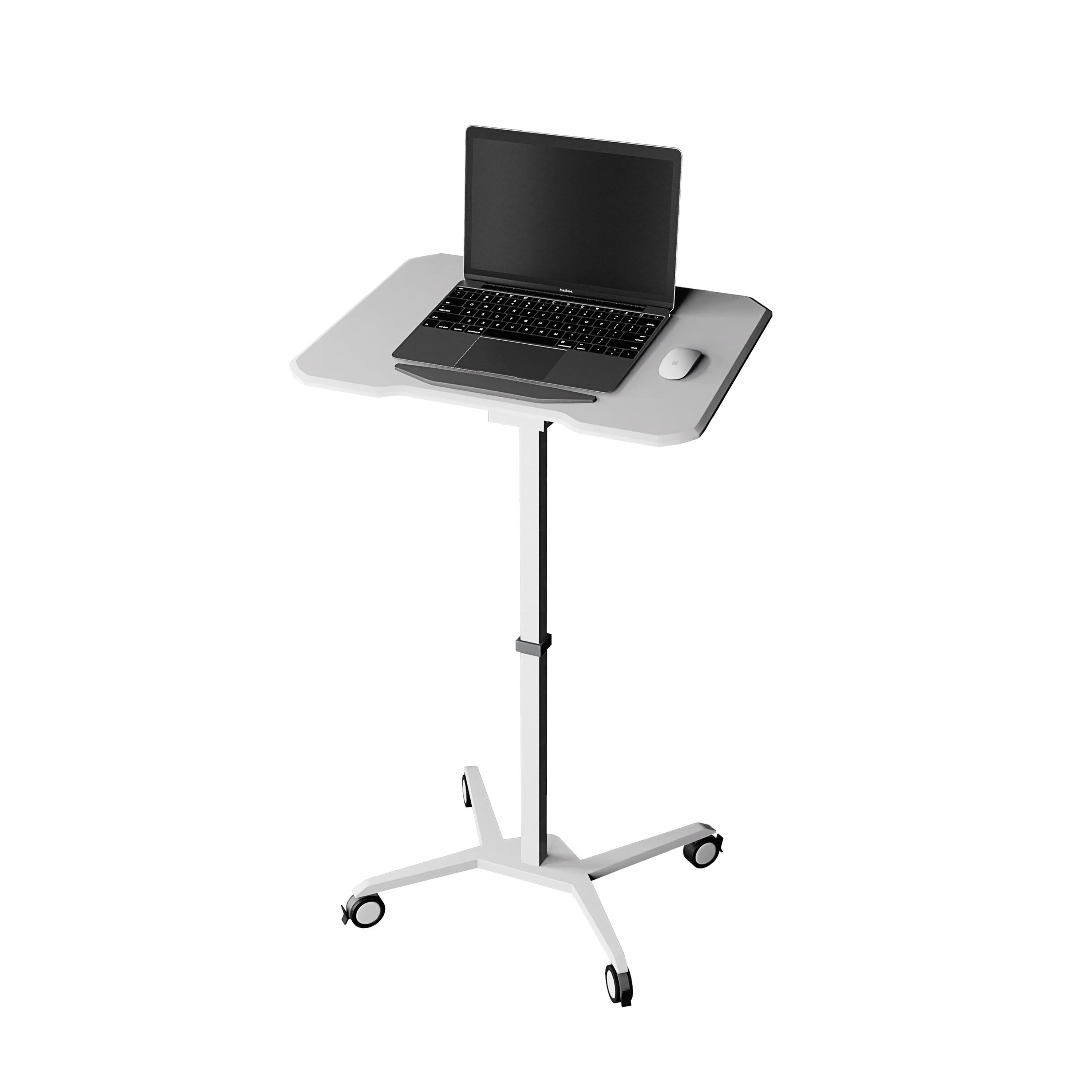 Techni Mobili White Sit to Stand Mobile Laptop Computer Stand with Height Adjustable RTA-B008-WHT