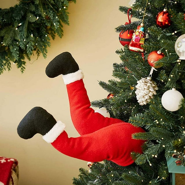 Xihbxyly Piernas Falsas de Papá Noel, Divertida Decoración para Árbol de Navidad, Perfectas para Fotografías Navideñas, para Uso En Interiores y Exteriores, Ideales para Reuniones Familiares, 1 Muñec