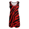 thumbnail image 3 of red zebra Sleeveless U-Neck Fake Two Piece Dress Women's summer skirt chic and elegant evening dress, 3 of 7