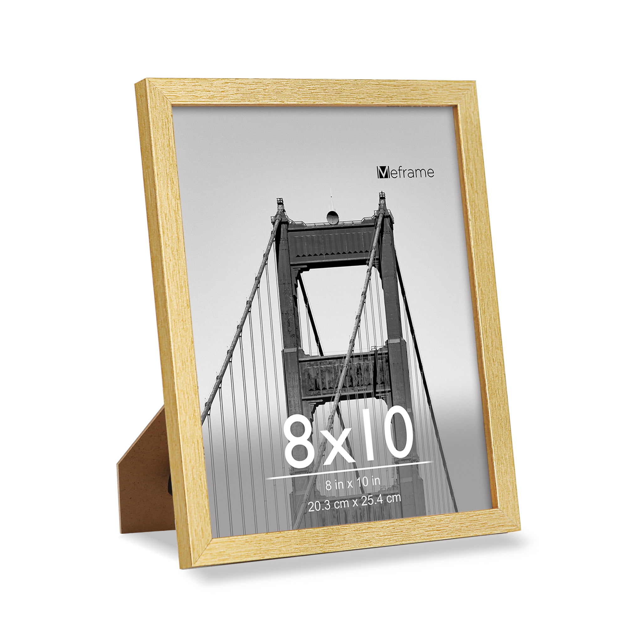 Meframe 10 PACK Wooden Collage Picture Frame Set, Wall or Tabletop Display Photo Frames, Multiple Sizes Including 8x10, 5x7, 4x6, Gold