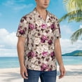 thumbnail image 5 of Qekee Rose Flowers print Hawaiian Shirt for Men Short Sleeve Button Down Shirts Beach Tropical Casual Shirts, 5 of 9