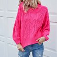 thumbnail image 5 of Fesfesfes Women Sweaters Casual O-Neck Turtleneck Solid Color Long Sleeve Pullover Sweater Tops on, 5 of 7