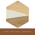 thumbnail image 5 of Dainty Home 4-Piece Hexagon Wood and White Resin Coaster Set – 4" Modern Decorative Drink Coasters, 5 of 5