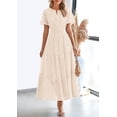 thumbnail image 3 of PRETTYGARDEN Womens Summer Maxi Dress Short Sleeve V Neck Hollow Out Eyelet A Line Long Flowy Beach Vacation Dresses, 3 of 9
