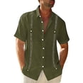thumbnail image 4 of Men's Casual Guayabera Cuban Shirt Outdoor Casual Short Sleeve Printed Clothing Sports Fashion Streetwear Designer, 4 of 4