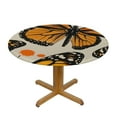 thumbnail image 3 of WYYP Butterflies Orange Black Dots Round Tablecloth 100% Polyester Waterproof Resistant Fabric White, 3 of 8