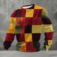thumbnail image 2 of FRSASU Men's Vintage Plaid Printing Loose Crew Neck Long Sleeve Tops Mans High quality Daily Tee Top Multicolor-D, 2 of 3