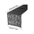 thumbnail image 3 of Black Floral Lace Table Runner, 17.7*94.5in Polyester Semi Sheer Vintage Table Decor, Elegant Hollow Out Lace Dresser Scarf for Dining Room Living Room Cabinet, French Style Decorative Runner, 3 of 7