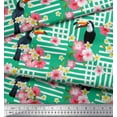 thumbnail image 3 of Soimoi Green Rayon Fabric Floral & Toucan Bird Fabric Prints by Yard 56 Inch Wide, 3 of 3