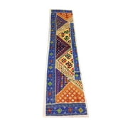 Mogul Bohemian Banjara Blue Table Runner Sari Patchwork Embroidered Tapestry Home Décor