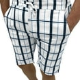 thumbnail image 2 of Pxiakgy mens shorts Men Casual Plaid Printed Business Mid Waist Stretch Drawstring Shorts With Pockets Men Casual Shorts Blue + M, 2 of 8
