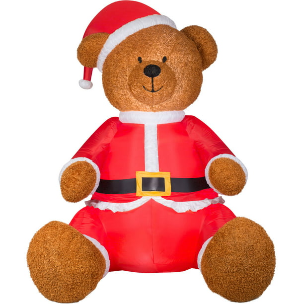 Gemmy Airblown Christmas Inflatables 9 Teddy Bear With Santa Outfit Walmart Com Walmart Com