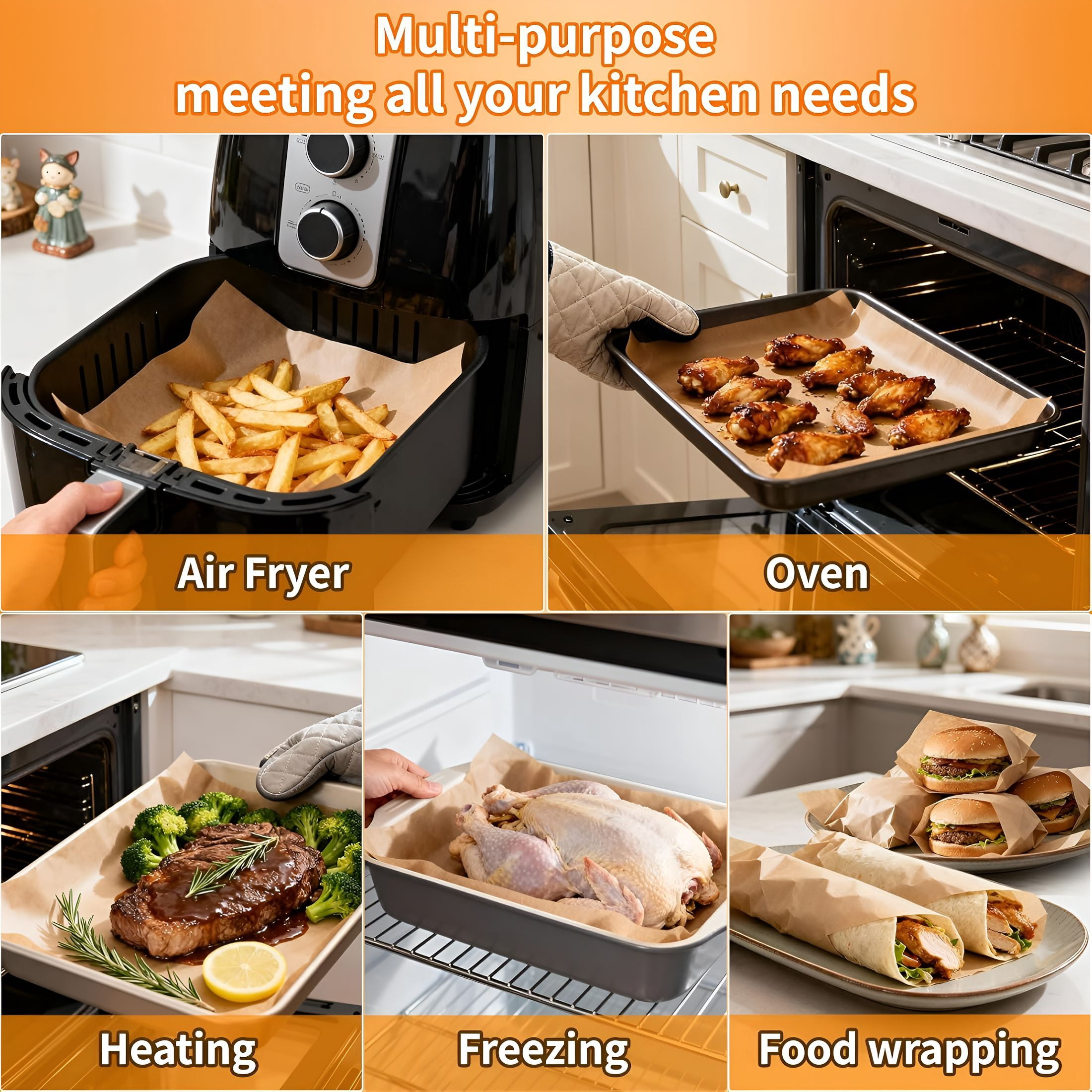 CCOCC Parchment Paper Baking Sheets,12"X16"Unbleached Precut Half Parchment Paper for Baking,Non-Stick Baking Paper for Baking,Grilling,Steaming Bread Cookies,Oven,Air Fryer,Microwave