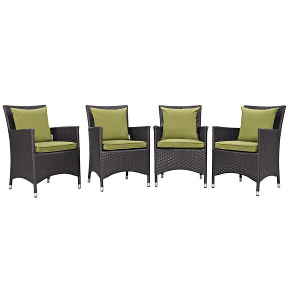Modway Convene 4 Piece Outdoor Patio Dining Set in Espresso Peridot