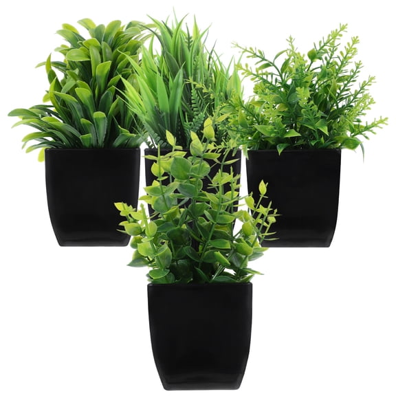 Soimiss Fake Plants Black Pot Artificial Eucalyptus 4pcs