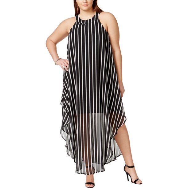 Vestido recto a rayas Love Squared para mujer, negro, 2X