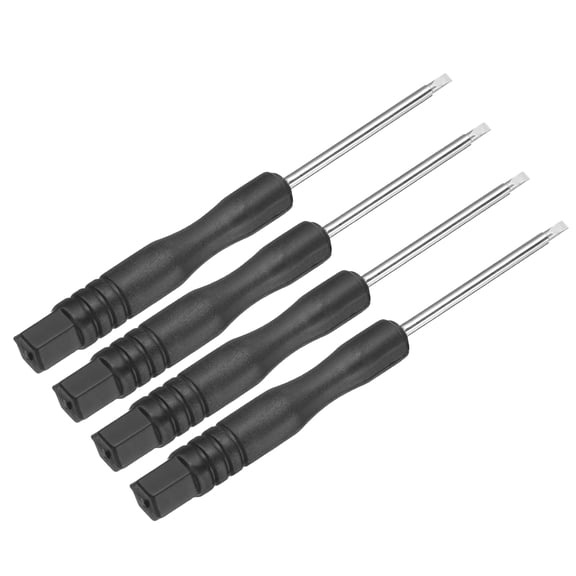 Uxcell 4pcs Mini Slotted Screwdriver 1.5mm 80mm Length Micro Precision Flat Head Screw Driver with Non-Slip Black Handle for Watch Eyeglasses Electronics Small Appliances Repair