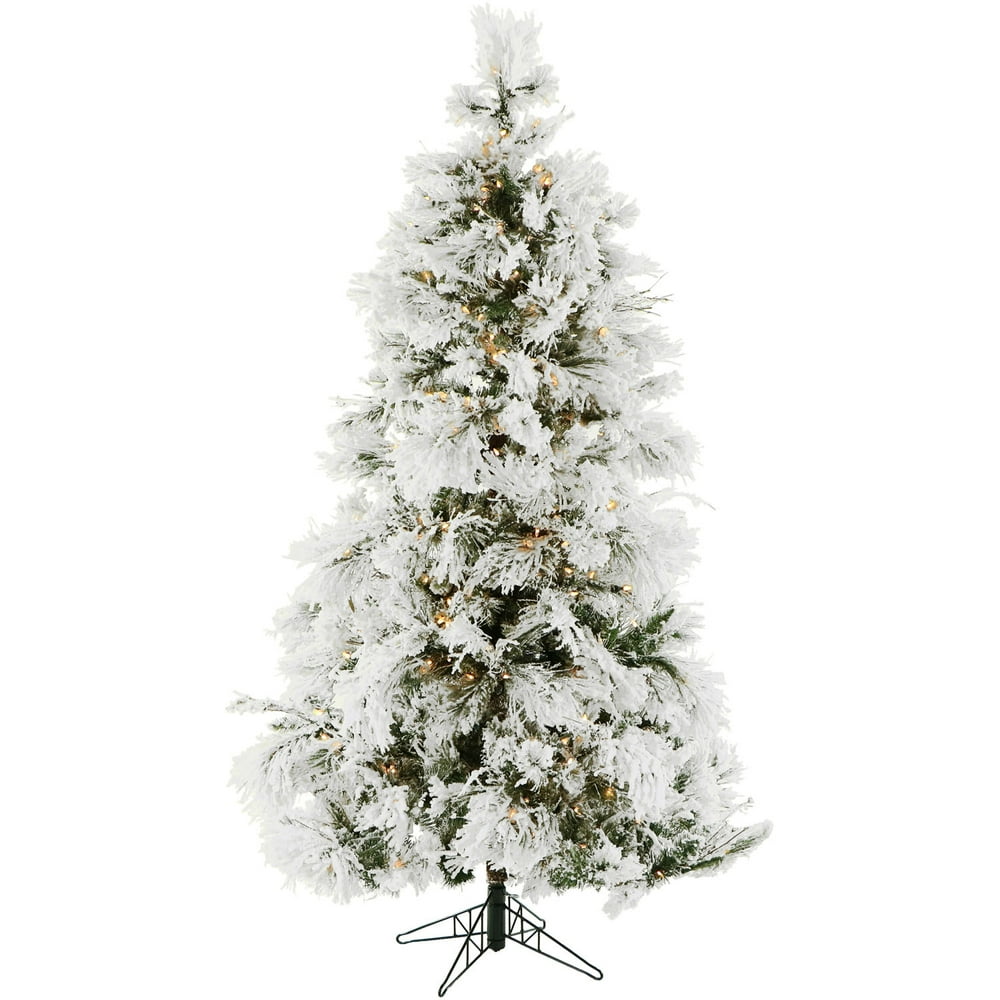 Fraser Hill Farm PreLit 9' Flocked Snowy Pine Artificial Christmas