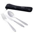 thumbnail image 3 of Reusable Flatware Sets Knife, Fork, Spoon, Chopsticks, 3Pcs Portable Travel Stainless Steel Tableware Dinnerware with Carrying Case, 3 of 6