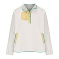 thumbnail image 5 of BiZtdJrK Polar Fleece Sweatshirts for Women Casual Button V Neck Pullover Fashion Colorblock Long Sleeve Tops Fall Winter Clothes Limited Time Sales of the Day White S, 5 of 7