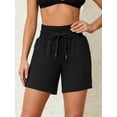 thumbnail image 3 of Sociala Women's Double Layer Swim Bottoms High Waisted Drawstring Bermuda Shorts Swimwear, 3 of 7