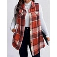 thumbnail image 5 of Cuteduck Womens Plus Size Sleeveless Plaid Vest Wool Blazer Jackets Cardigan Outerwear Fall Winter Tops 1X-4X, 5 of 6
