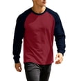 thumbnail image 3 of Umfun Men's & Big Men's Raglan Sleeve Crewneck T-Shirt Long Sleeve Casual Color Block Top Soft Breathable Sporty Basic Tee for Gym Running Daily Wear Autumn, 3 of 9
