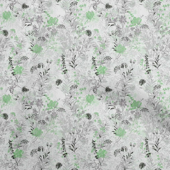 oneOone Georgette Viscose Green Fabric Floral Fabric For Sewing Printed Craft Fabric By The Yard 42 Inch Wide
