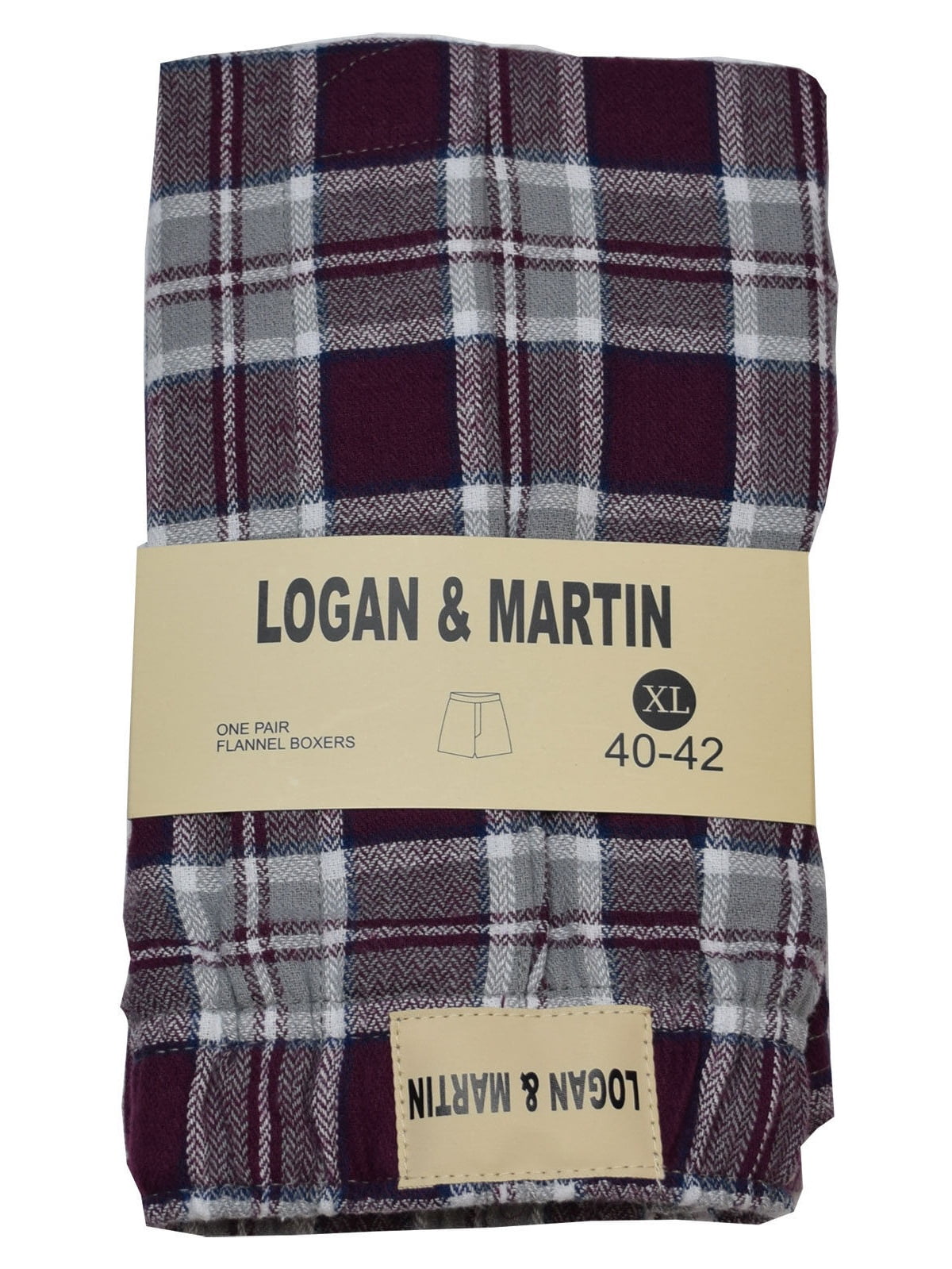 LOGAN & MARTIN MEN'S 100 Cotton FLANNEL BOXERS IN 10 COLORS/STYLES