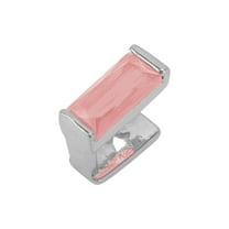 Unique Bargains 1 Pc Fake Grills Hip Hop Square Zirconia Teeth Grillz Silver Tone Pink