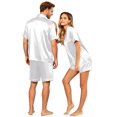 thumbnail image 6 of Hkoxplj Couple Matching Pajamas Sets Silk Short Sleeve Button Down Sleepwear Satin Pjs Shorts Set Soft Loungewear, 6 of 7