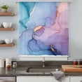 thumbnail image 5 of Blue Purple Pink Ombre Sheer Curtains 45 Inches Long, Modern Marble Abstract Light Filering Curtains, Breathable Simi Curtain Privacy Drapes for Kitchen Bathroom Lightweight Small Window Treatment, 5 of 9