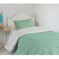thumbnail image 4 of Ambesonne Teal and White Quilted Bedspread Set 2 Pcs, Floral Moroccan, Twin Size, Multicolor, 4 of 6