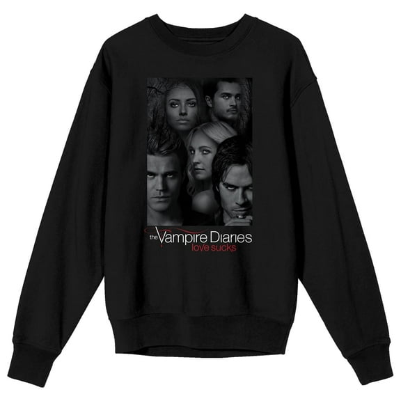 The Vampire Diaries Group Shot Juniors Black Long Sleeve Sweatshirt-XL