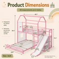 thumbnail image 2 of DTTRA Twin over Full Playhouse Metal Bunk Bed with Slide, Ladder, LED Light & Storage Cabinet, Pink, 2 of 9