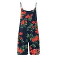 thumbnail image 5 of Summer Romper for Women Adjustable Strap Sleeveless Short Jumpsuits With Pockets Casual Loose Beach Pants Print Fashion Beach Cover Up, 5 of 7