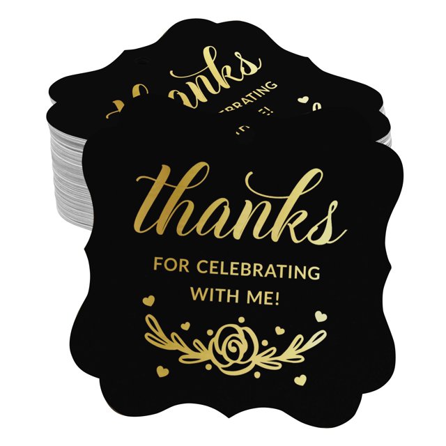 Inkdotpot Thanks For Celebrating With Me Birthday Bottle Tag Real Gold Foil Favor Bracket Shape Hang Tags Pack Of 50