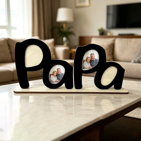 Wooden Photo Frame With 4 Openings Tabletop Picture Display For Father's Day Birthday Anniversary Gift (12.6*5.51 Inches)