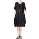 thumbnail image 3 of Vestido suelto Minnieouse femenino manga corta primavera verano Cuello Irregular Casual color sólido Negro L, 3 of 6