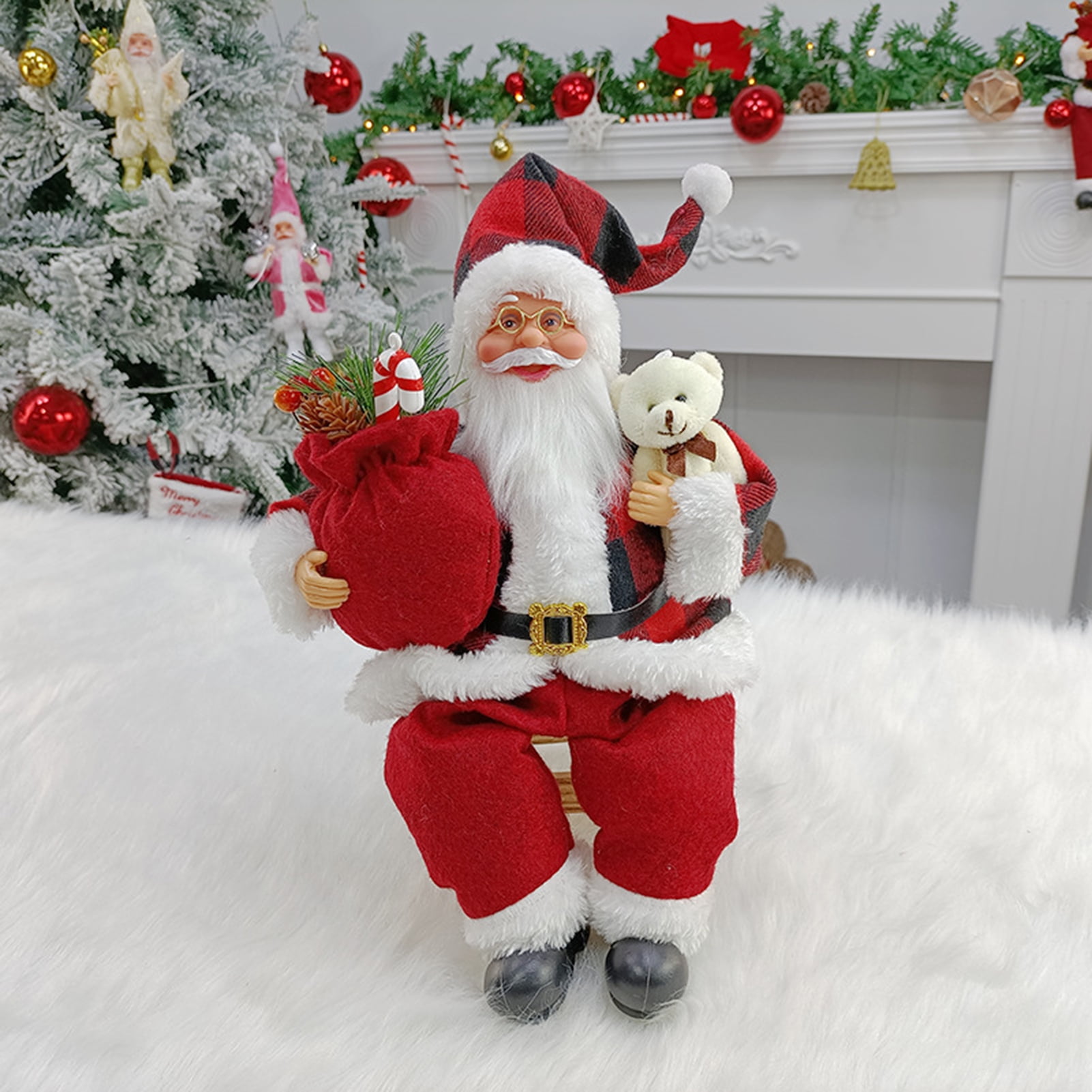 Happy Date Christmas Santa Claus Figurine Decoration Multicolor