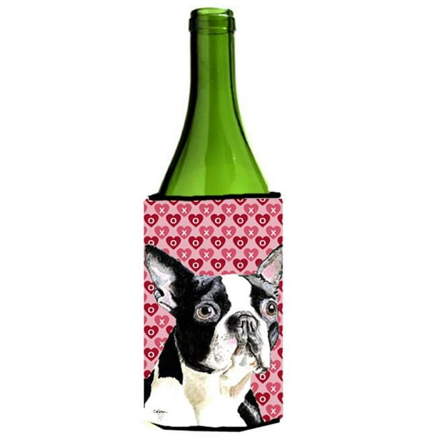 Coeurs de Boston Terrier Amour Valentines Jour Bouteille de Vin Douille Hugger 24 oz.