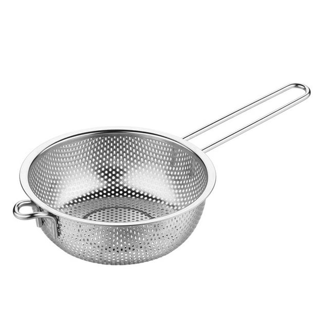 Xiao Hua Filtro de cocina de acero inoxidable de un solo mango adecuado para alimentos fritos, verduras y frutas (28,86 pulgadas/22,5 cm)