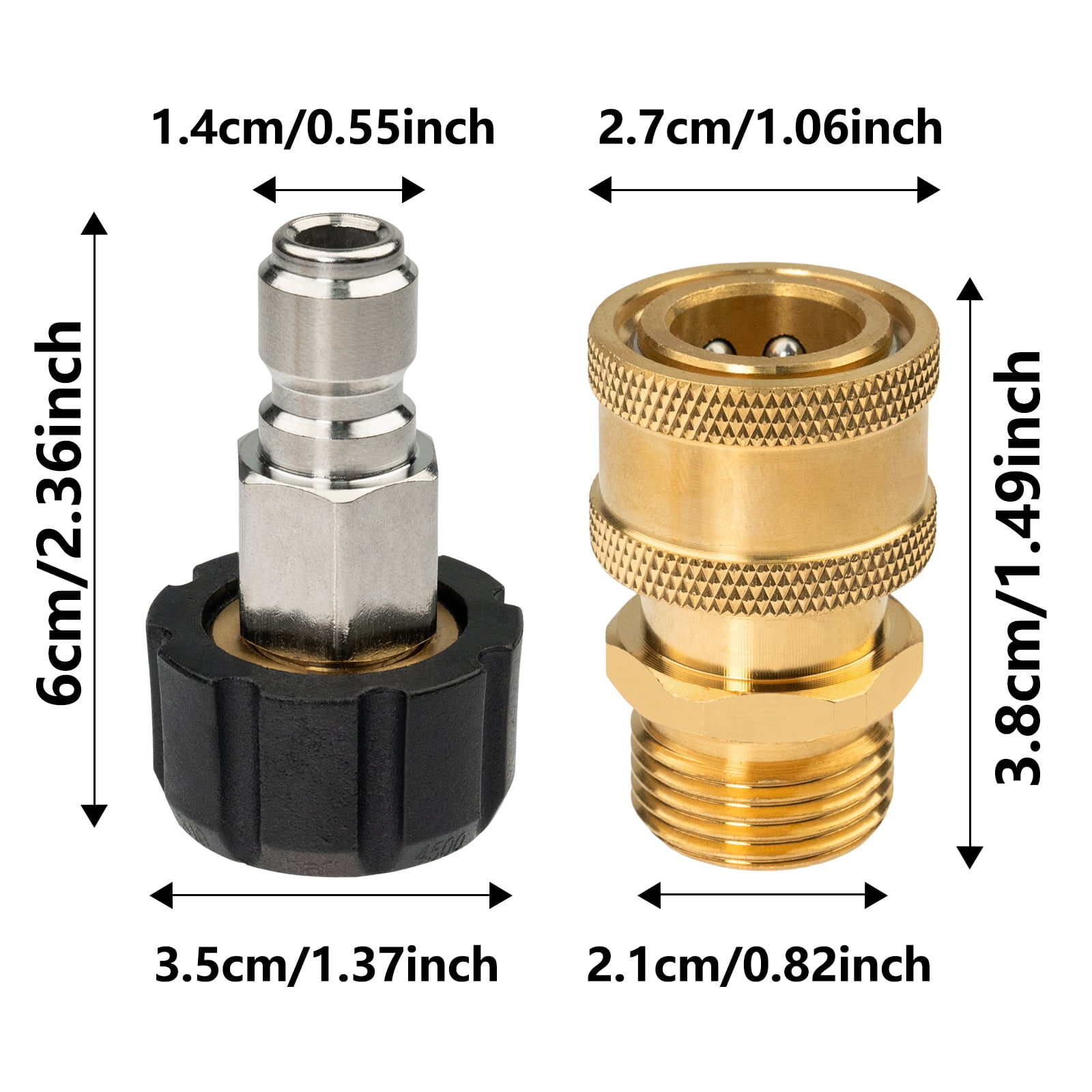 8Pcs Pressure Washer Adapter Set,Quick Disconnect Kits,0.55-inch Quickly Connect Swivel to 3/8'' Connect Fittings,3/4" to Quick Release