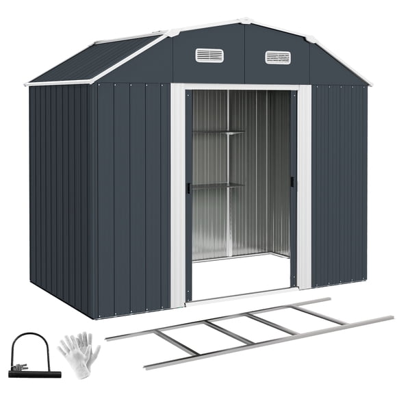 Outsunny 8' x 4' Metal Outdoor Storage Shed with Adjustable Shelves