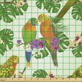 thumbnail image 2 of Ambesonne Exotic Fabric by the Yard Upholstery, Vivid Floral Parrots, 1 Yard, Ivory and Multicolor, 2 of 5