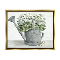 Stupell Country Watering Can Bouquet Botanical & Floral Painting Gold Floater Framed Art Print Wall Art