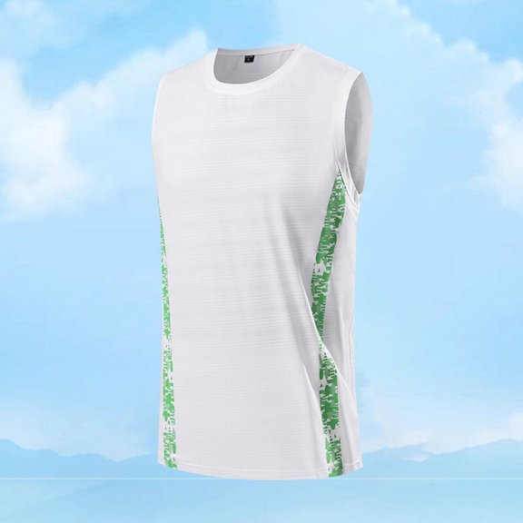 asjyhkr Plus Size Mens Workout Tank Tops Spandex Stretch Sleeveless Crew Neck Home Undershirts Gym Running Shirts,M-5XL